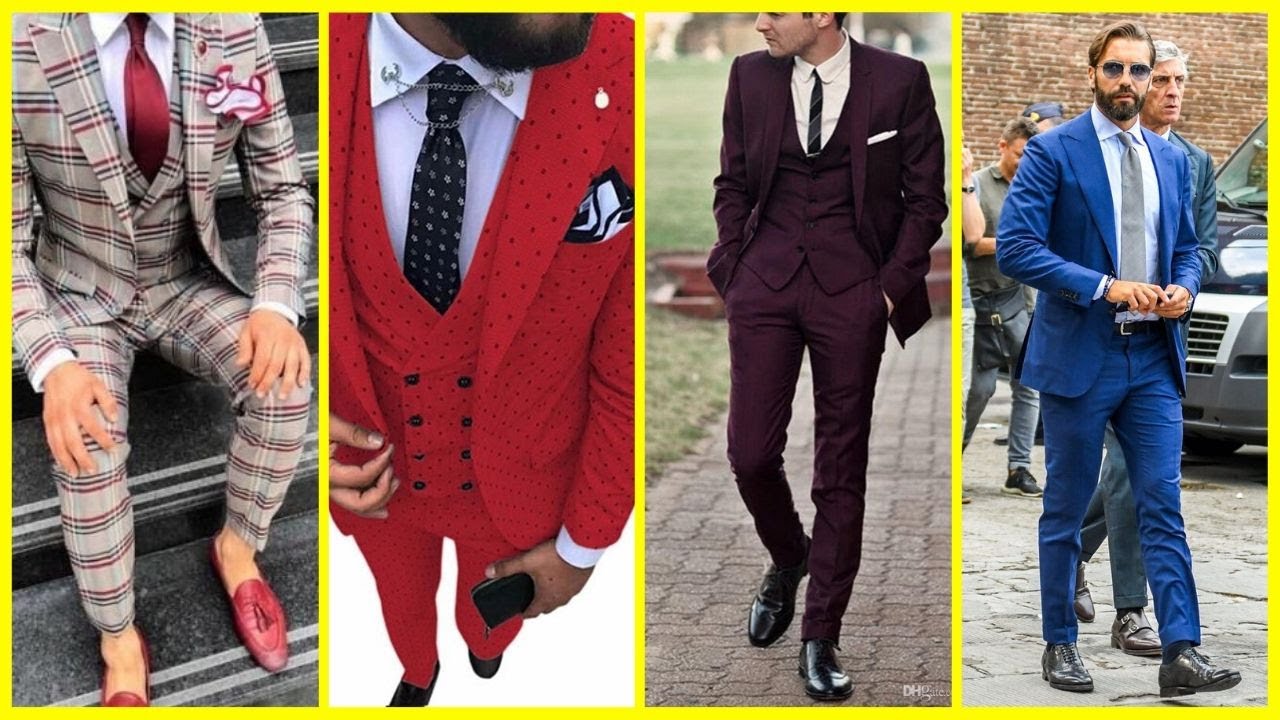 colorful pant coat 3pc suit ideas for men 2020 2021/stylish pant coat suit designs collection