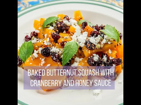 Baked Butternut Squash with Cranberry and Honey Sauce