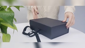 black foldable gift box with ribbon