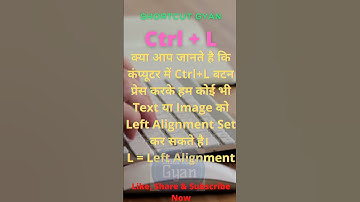 Computer Shortcut key Left Alignment