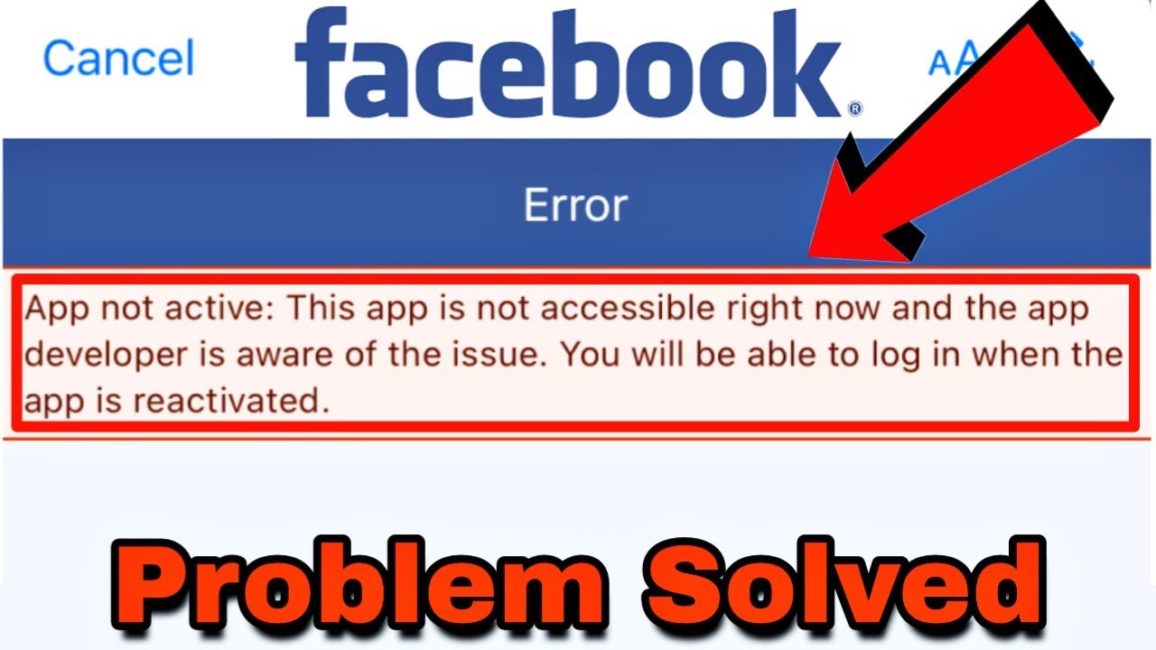 Facebook Fix App not active: This app is not accessible right now and the  app developer Facebook 