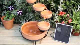 DF0060A Terracotta Solar Cascade Water Feature with Battery Backup