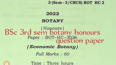 BSc 3rd sem botany honours question paper Guwahati University 2022 BOT-HC-3026 HC2 #economics_botany