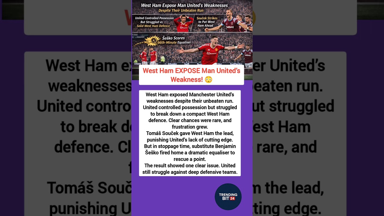 West Ham EXPOSE Man United's Weakness! 