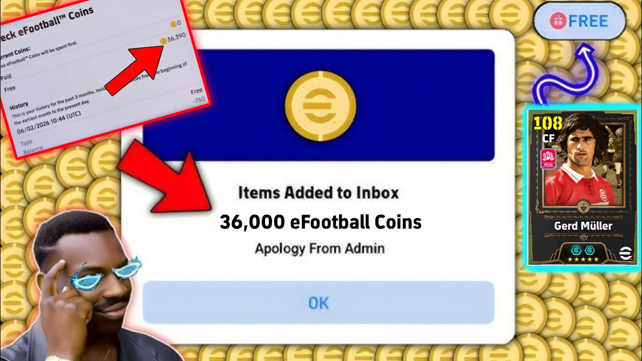 3600 бесплатных монет || Как получить бесплатные монеты в eFootball 2026 Mobile 🔥🤯