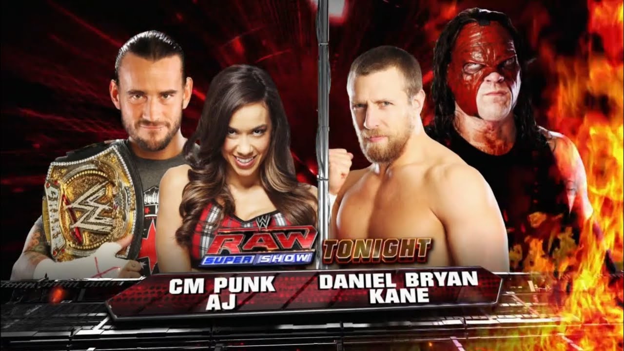 CM Punk \u0026 Aj Lee vs Daniel Bryan \u0026 Kane: Raw, Jun. 11, 2012, image size:1280x720