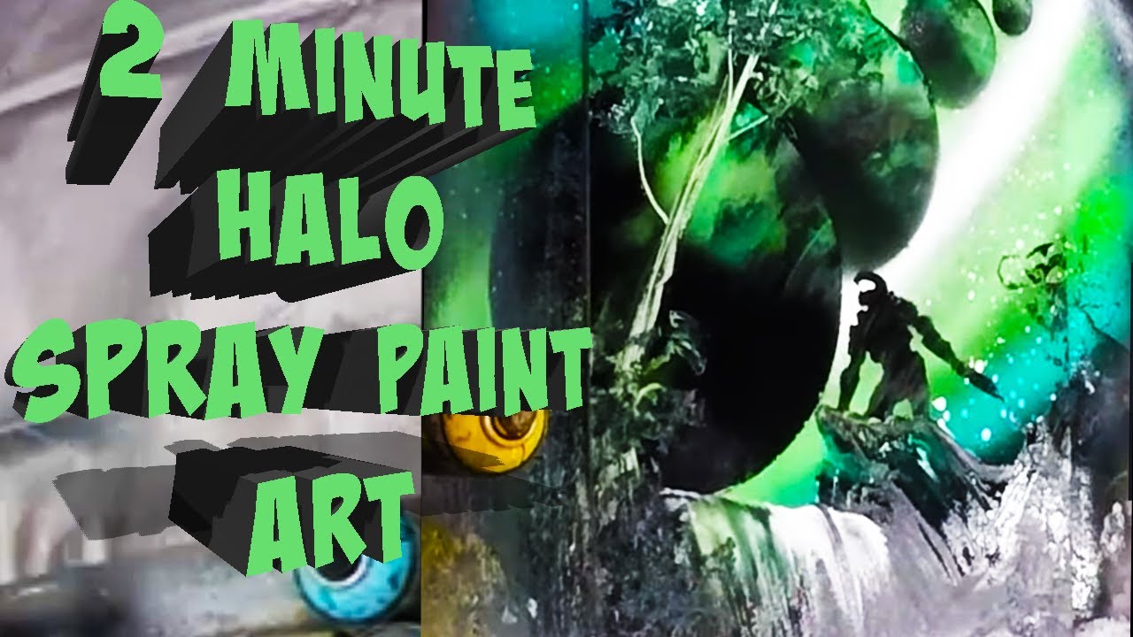2 Minute Halo Painting Master Chief Spray Paint Art by Nathan