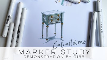 How to render an antique shabby table with markers - quick marker rendering tutorial for furniture