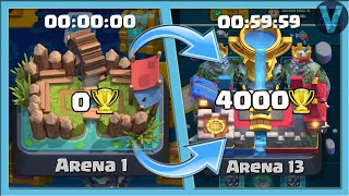 ДЛИННЫЙ ПУТЬ от 0 до 4000 КУБКОВ за 60 МИНУТ! СПИДРАН от 1 АРЕНЫ до 13 АРЕНЫ/ Clash Royale