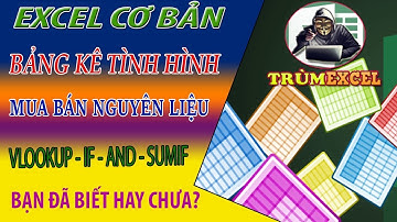 THỰC HÀNH EXCEL CƠ BẢN - Bảng kê tình hình mua bán nguyên liệu- VLOOKUP IF AND SUMIF - TRÙM EXCEL