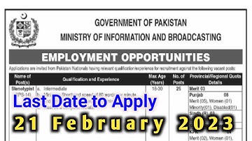 Information & Broadcasting Govt of Pakistan vacancies| Steno typist | Operator | TharBar Thoughts|