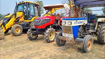 Jcb 3dx Eco Backhoe Machine Loading Red Mud In Mahindra and Swaraj Tractor | Jcb and Tractor Cartoon