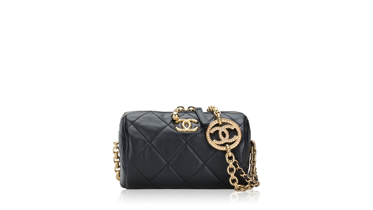 Chanel Lambskin Fashion Therapy Mini Bowling Bag Black