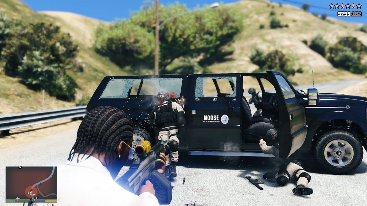 GTA V Assassination of the Chief of Police & Cop Battle + 10 Star ...