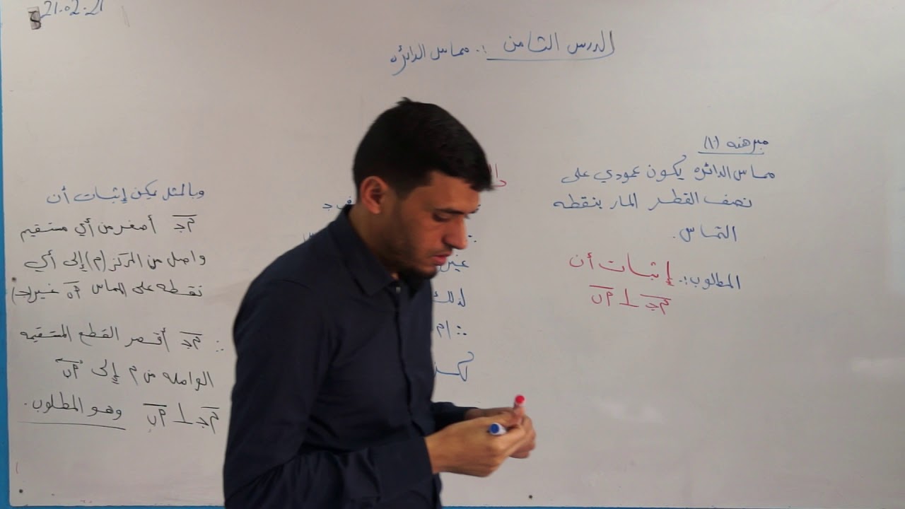 مماس الدائرة - الصف التاسع - محمد عزان - فرع المهندسين