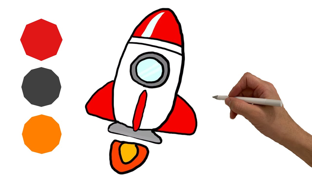 ロケットをお絵かき イラスト 簡単 のりもの アニメ 子供も喜ぶ How To Draw A Rocket Youtube