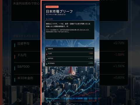 【90秒】円買い介入実施報道で日本株の前提が変化｜Japan Market Daily