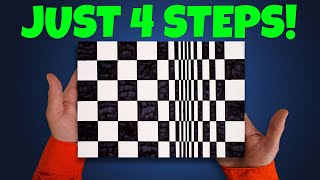 Easy OP-ART lesson, inspired by Bridget Riley! Re-create her stunning masterpiece in just 4 steps.