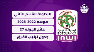 نتائج الجولة 27 و ترتيب البطولة الإحترافية المغربية القسم الثاني 2023