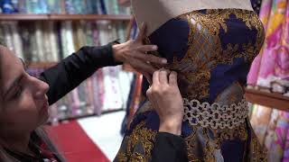 Royal Blue with Gold Luxury Brocade Fabric - Fabric Store Miami - Fashion Miami
