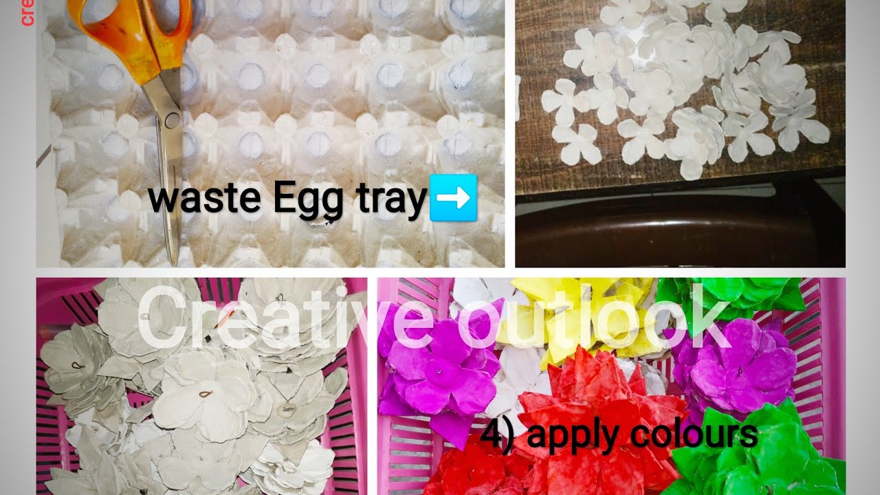 Egg tray Flowers Egg tray diy crafts best out of waste egg tray