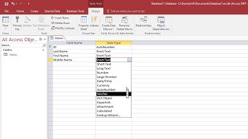 Create tables and fields in Microsoft Access database