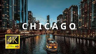 Chicago City Illinois Usa In 4K Ultra Hd 60Fps Video At Night By Drone