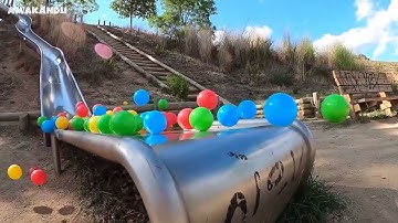Satisfying 1000 Colorful Marbles in a Super Slide Marble Run vs Water Balloons | ASMR