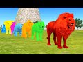 Paint animals gorilla elephant cow lion tiger brown bear fountain crossing animal game animation