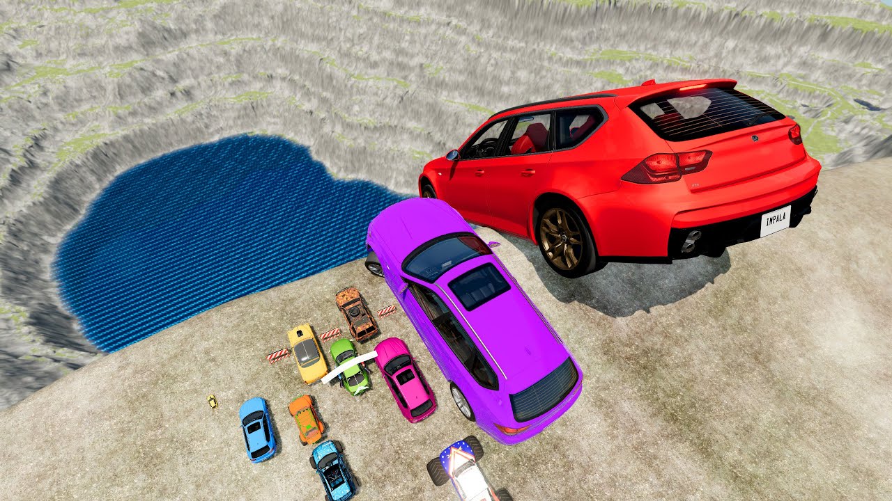 💀 BIG & SMALL CARS vs LEAP of DEATH #4 💥🔥 – BeamNG.drive Extreme Crash Challenge | Impala BeamNG