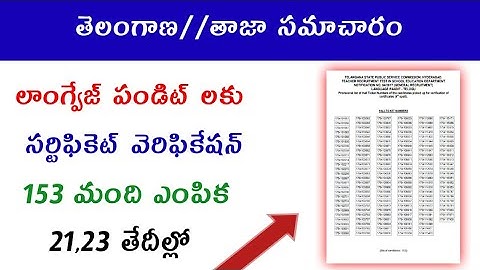 TRT LANGUAGE PANDIT CERTIFICATE VERIFICATION UPDATES IN TELANGANA || LANGUAGE PANDIT || TSPSC ||