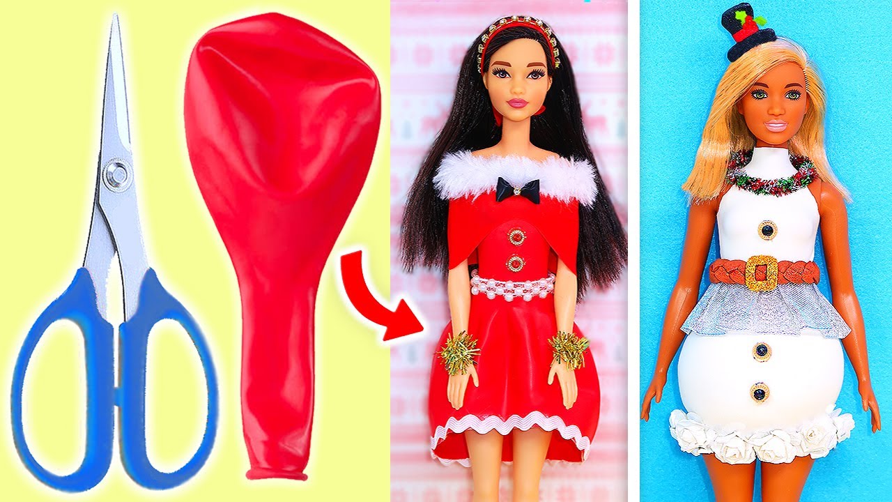 👗DIY: Ropa para Barbie de Noel y Muñeca de Nieve GLOBOS Navidad 👗 - YouTube