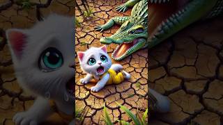 Kitten Playing with crocodile But 🥹