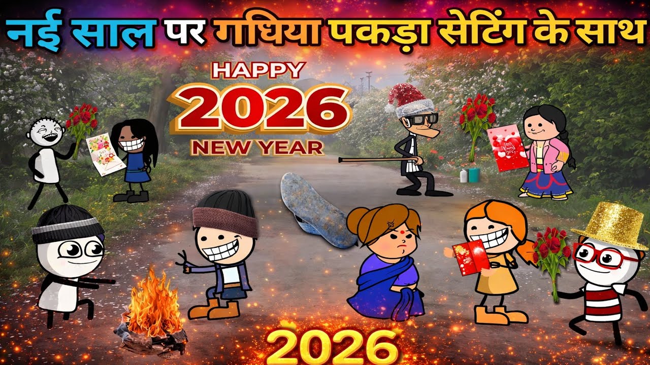 नई साल पर लड़की के चक्कर में गधडिया पे पड़ी मार 😂 Fun With Anoop Comedy Video 