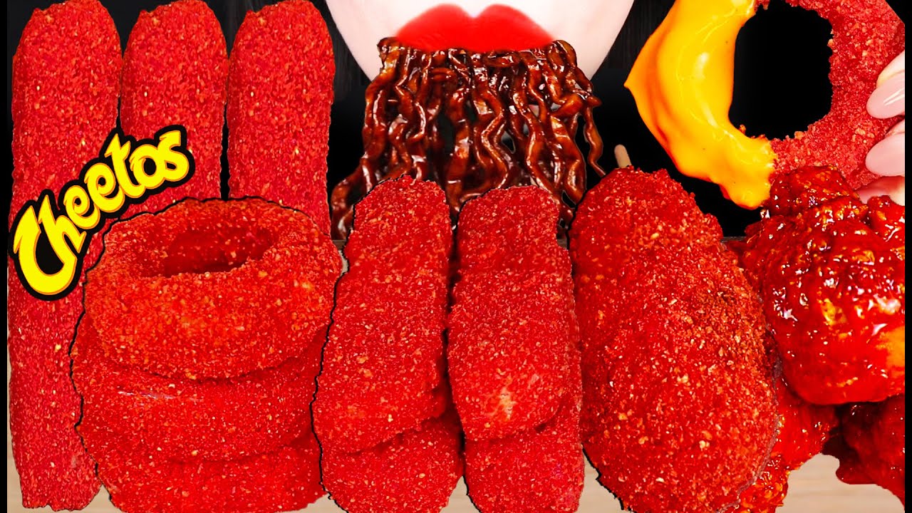 ASMR HOT CHEETOS, FRIED SPAM, FRIED CHICKEN, ONION RINGS 핫 치토스, 치킨, 스팸 튀김, 어니언링 먹방 MUKBANG, EATING