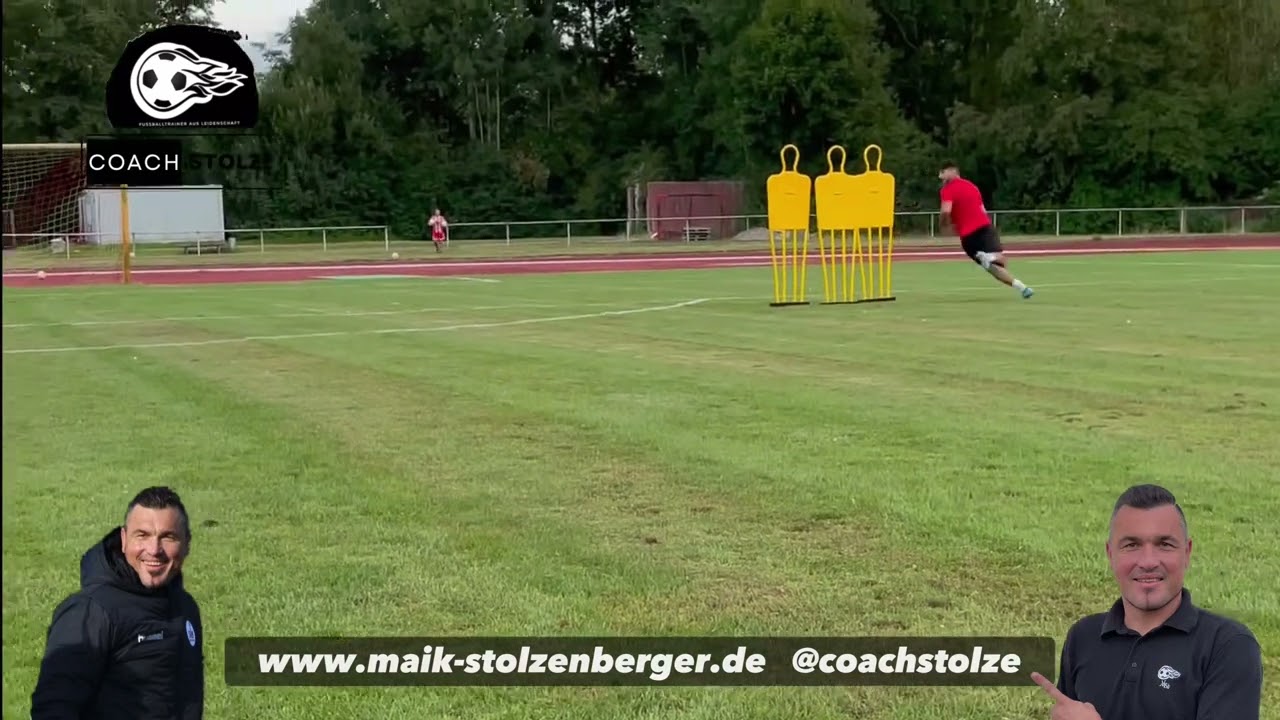 Fussballtraining: Torschusstraining mit 3 Aktionen vom Zentrum nach Außen