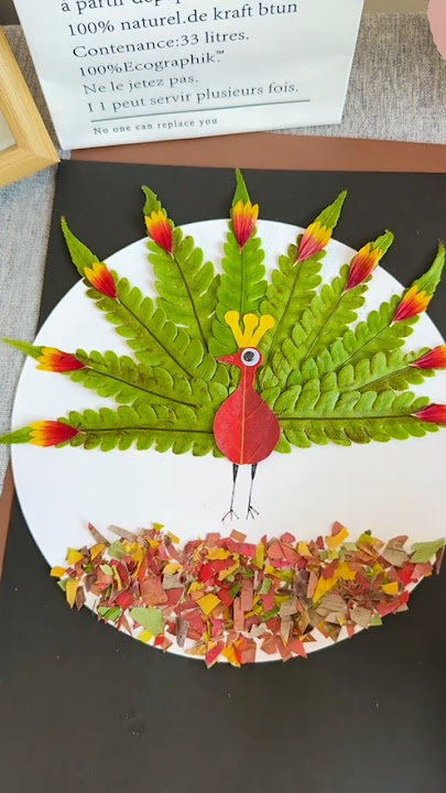 DIY Leaf Art: Beautiful Peacock Craft #diy #artandcraft #art #craft #handmade #diyideas #leafart