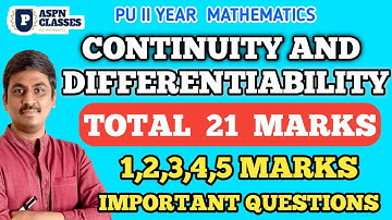 CONTINUITY AND DIFFERENTIABILITY 1,2,3,4, 5 MARKS IMPORTANT QUESTIONS 2023