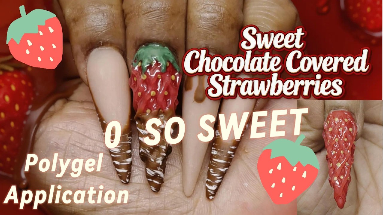 Chocolate Covered STRAWBERRIES🍓So Yummy | Polygel Application@Creationsbybrii #smallbusiness #nails