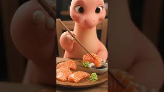 Dinosaur ASMR | Shrimp in Fish Sauce, Salmon &amp; Wasabi, Kimchi 🦕🦐🍣🥬 #dinosaur #DinosaurASMR #asmr