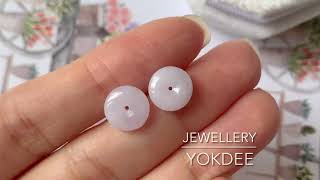 A-Grade Natural Lilac Jadeite Earring Studs (Lilac Flower) No. 180614