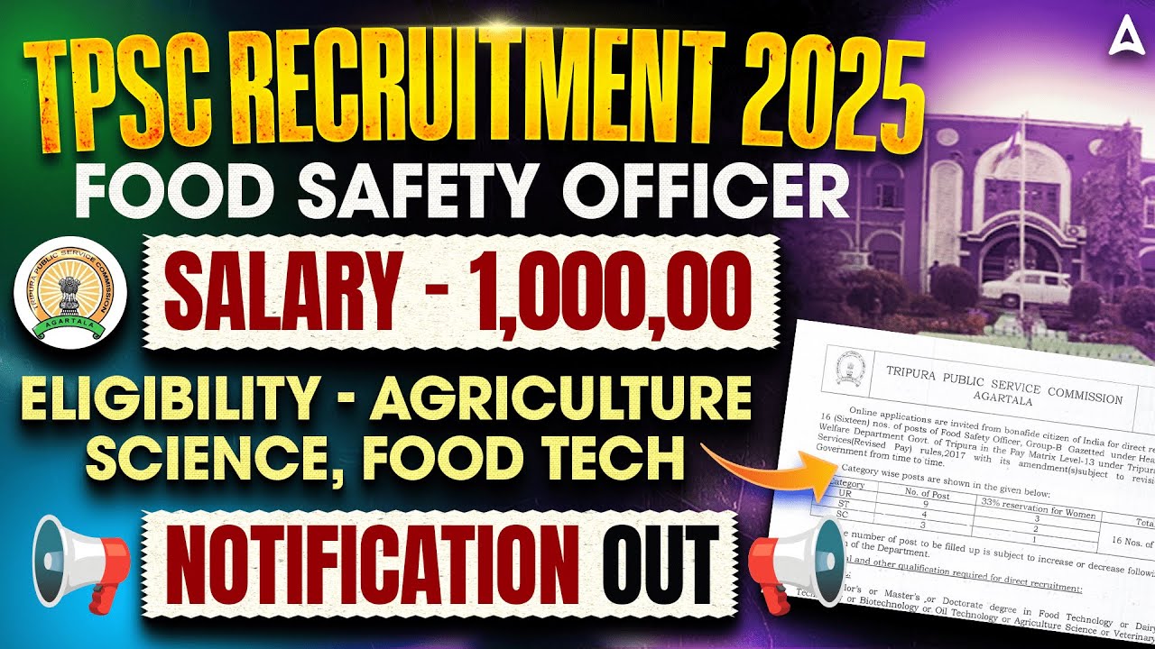 TPSC Recruitment 2025 | Tripura Food Safety Officer Notification | Tripura FSO Eligibility, TPSC FSO