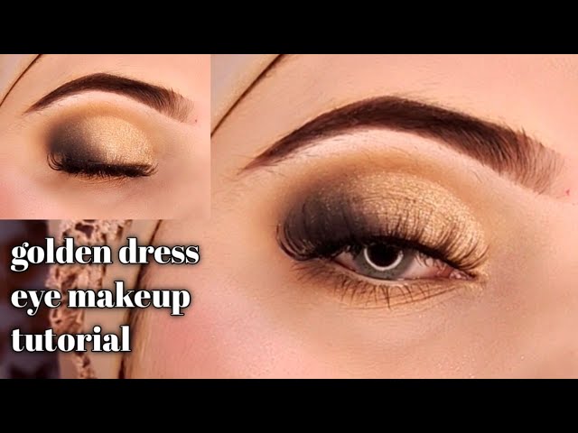 eye makeup with golden dress Golden Dress Meakup Look