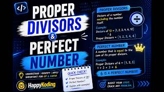 Proper Divisors and Perfect Number Explained for Beginner | Basic Math for Programming | HappyKoding