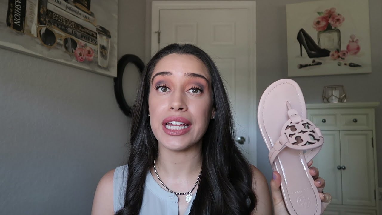 Tory Burch Sea Shell Pink Miller Sandal {Wear + Tear} - YouTube