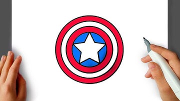 HOW TO DRAW CAPTAIN AMERICA SHIELD. Step by step.