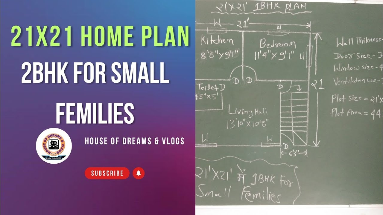 21*21 plot size me small femily building design//how to ideas create 21*21 1bhk house plan