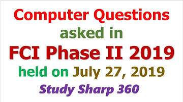 Computer Proficiency Questions asked in FCI Phase 2 2019 | FCI Mains 2019 | Important for IBPS RRB