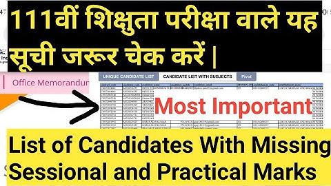List of Candidates With Missing Sessional and Practical Marks