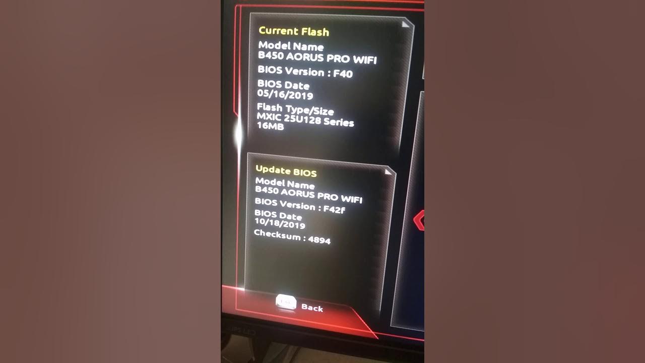 F42f BIOS ID CHECK ERROR!! How to update B450 AORUS PRO WIFI BIOS on